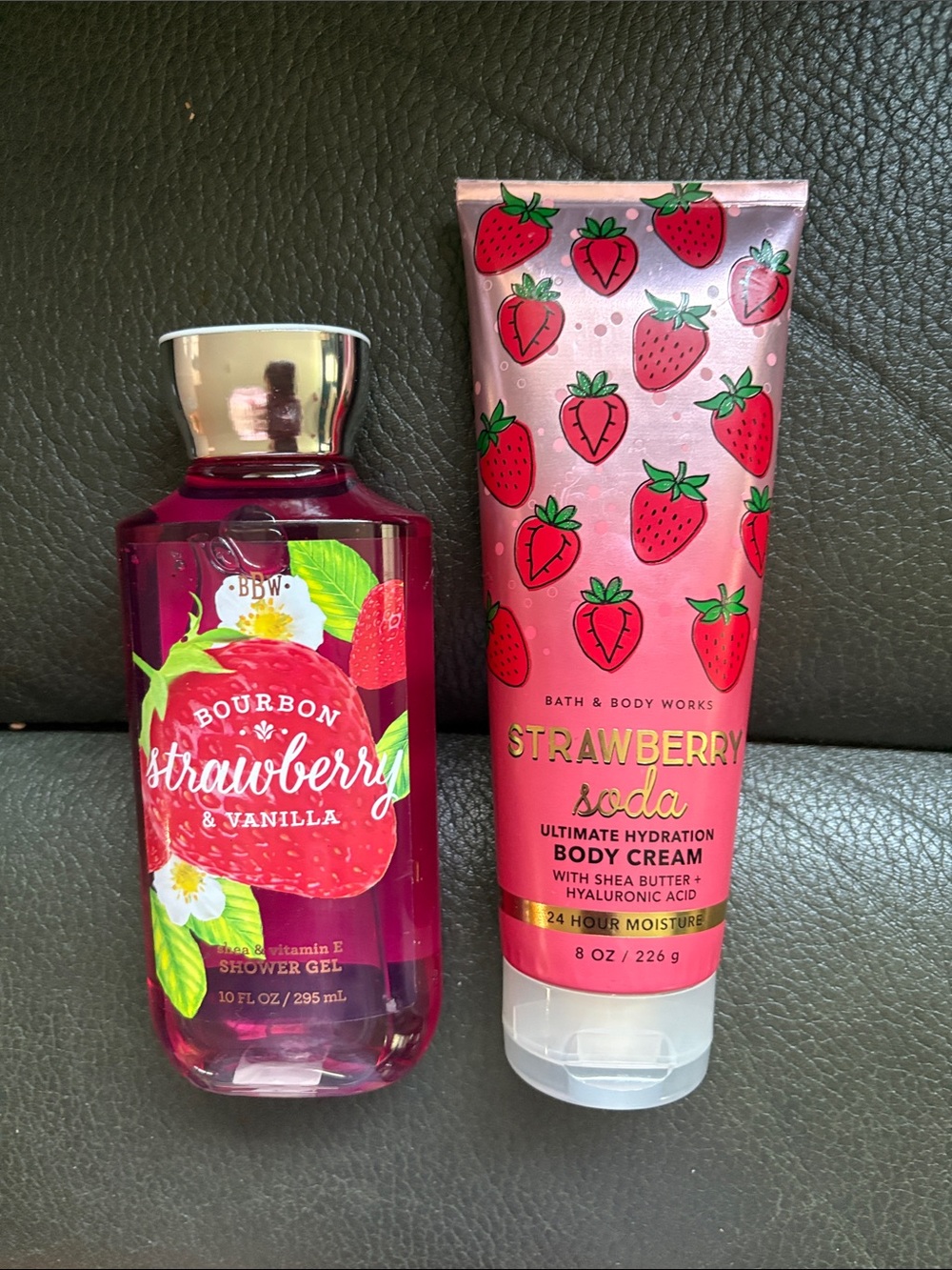 Bath and body strawberry soda and bourbon strawberry and vanilla set